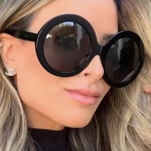 New Black Oversized Oval Sunglasses – Y2K Retro Style